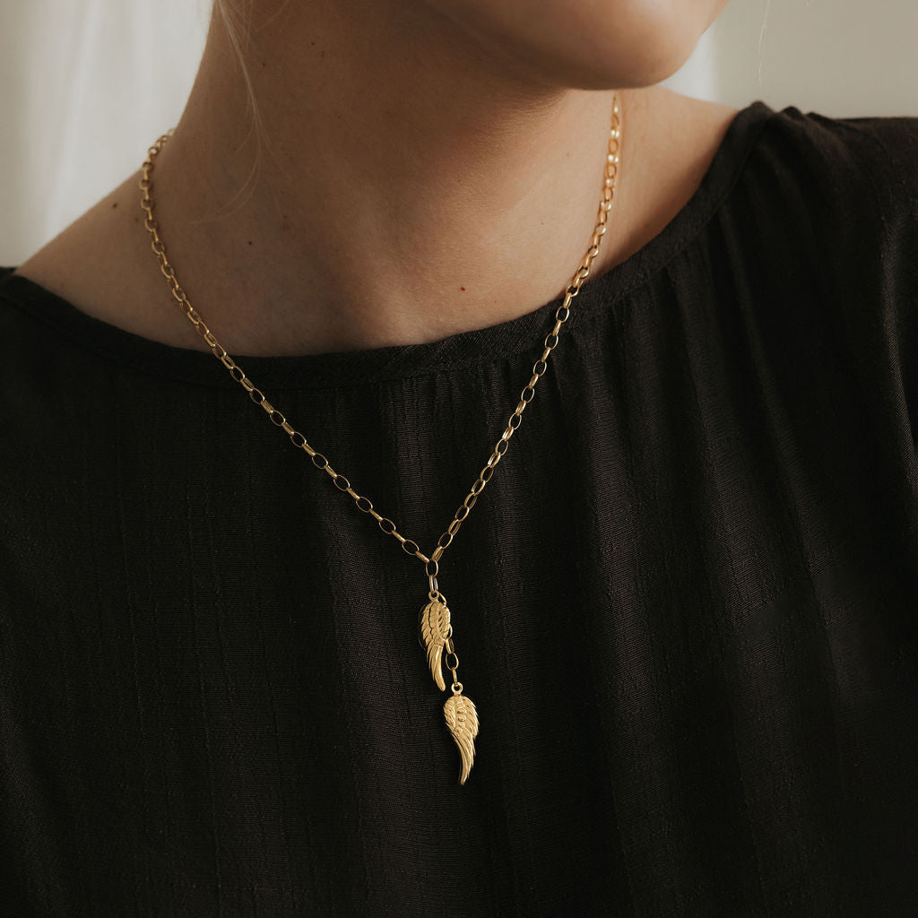 Angel Wing Pendant Necklace – 9ct Yellow Gold