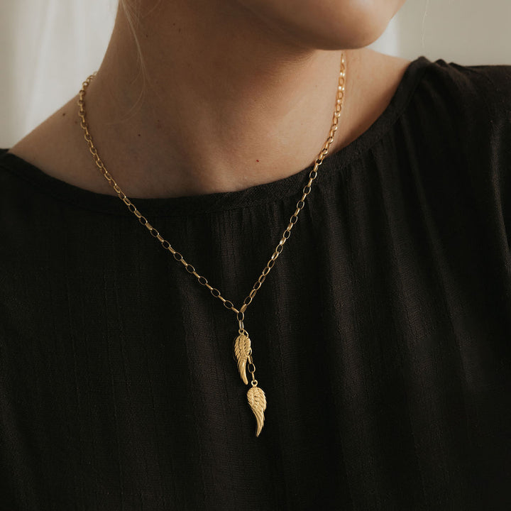 Angel Wing Pendant Necklace – 9ct Yellow Gold