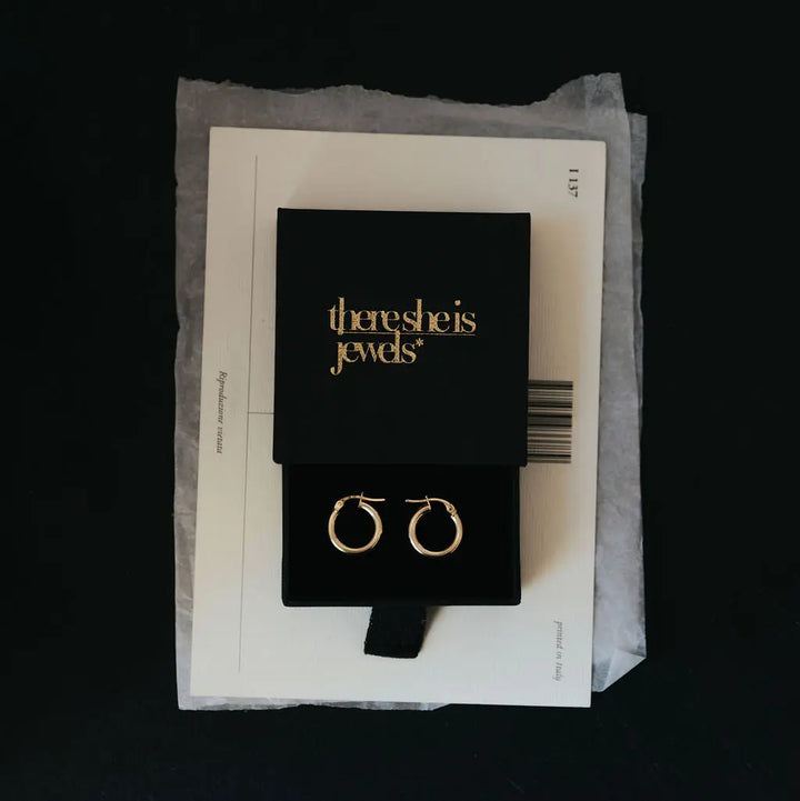 Classic Tube Hoop Earrings 15mm – 9ct Yellow Gold THERESHEIS.jewels*