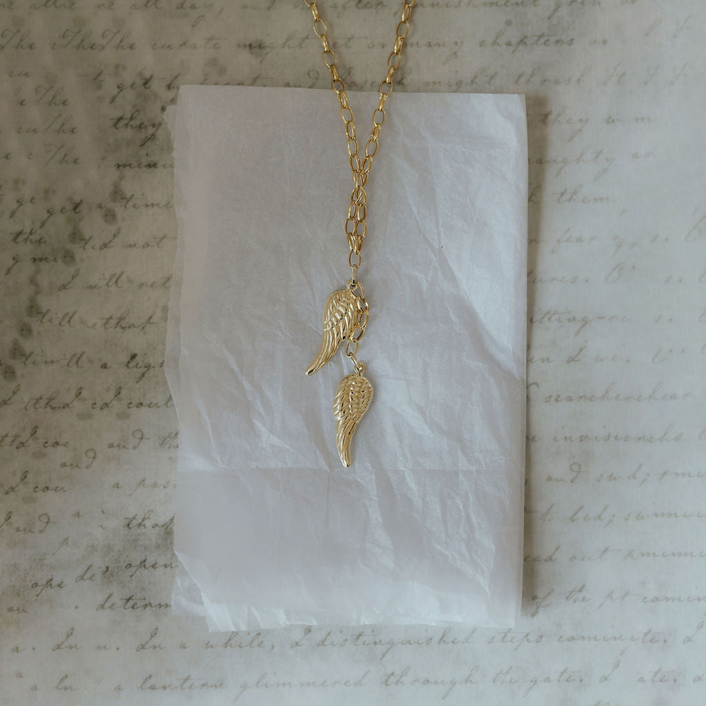 Angel Wing Pendant Necklace – 9ct Yellow Gold