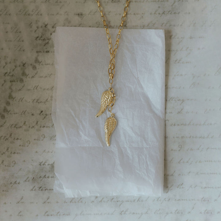 Angel Wing Pendant Necklace – 9ct Yellow Gold