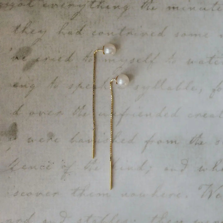 Drop Pearl Chain Earrings – 9ct Yellow Gold THERESHEIS.jewels*