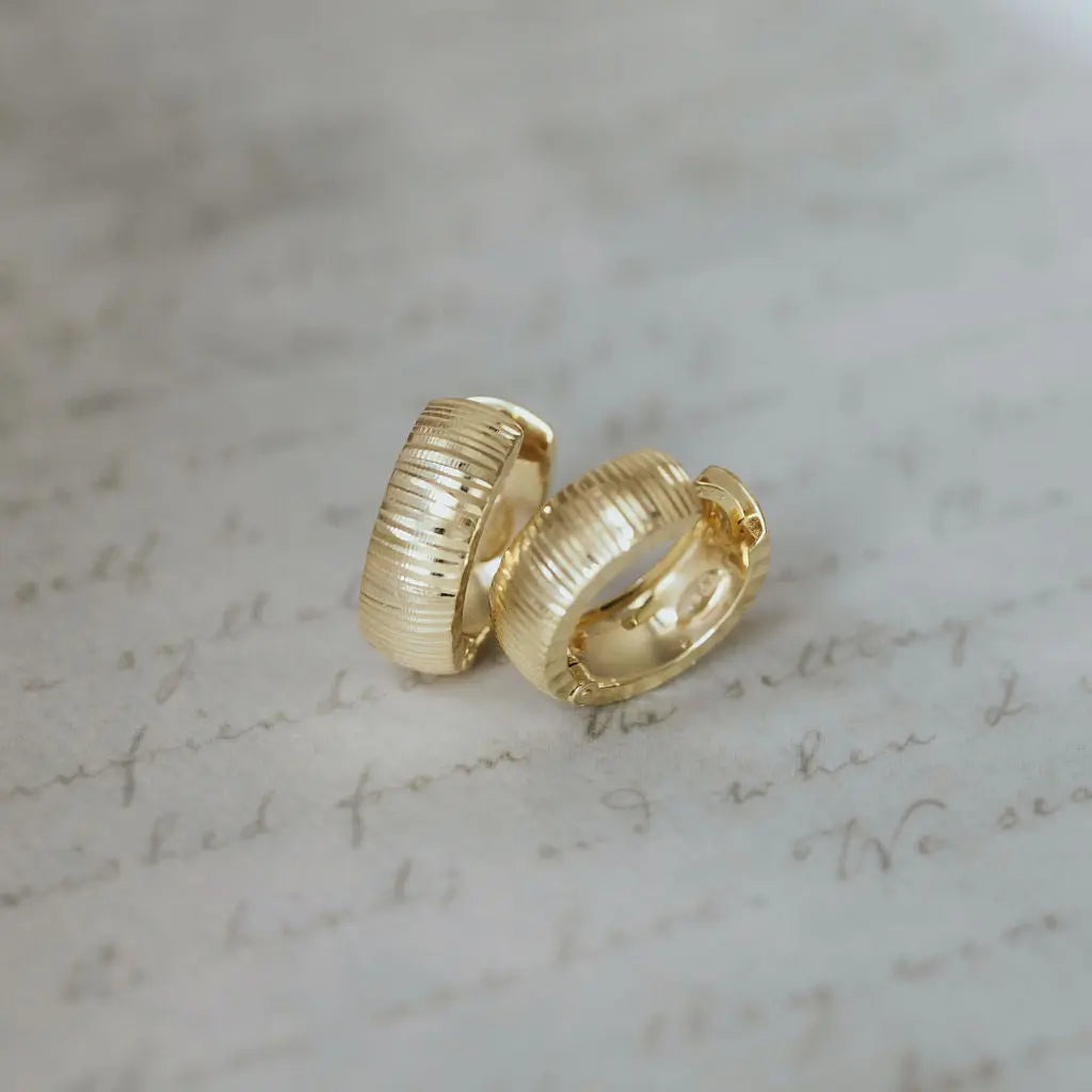 Striated Huggie Earrings – 9ct Yellow Gold THERESHEIS.jewels*