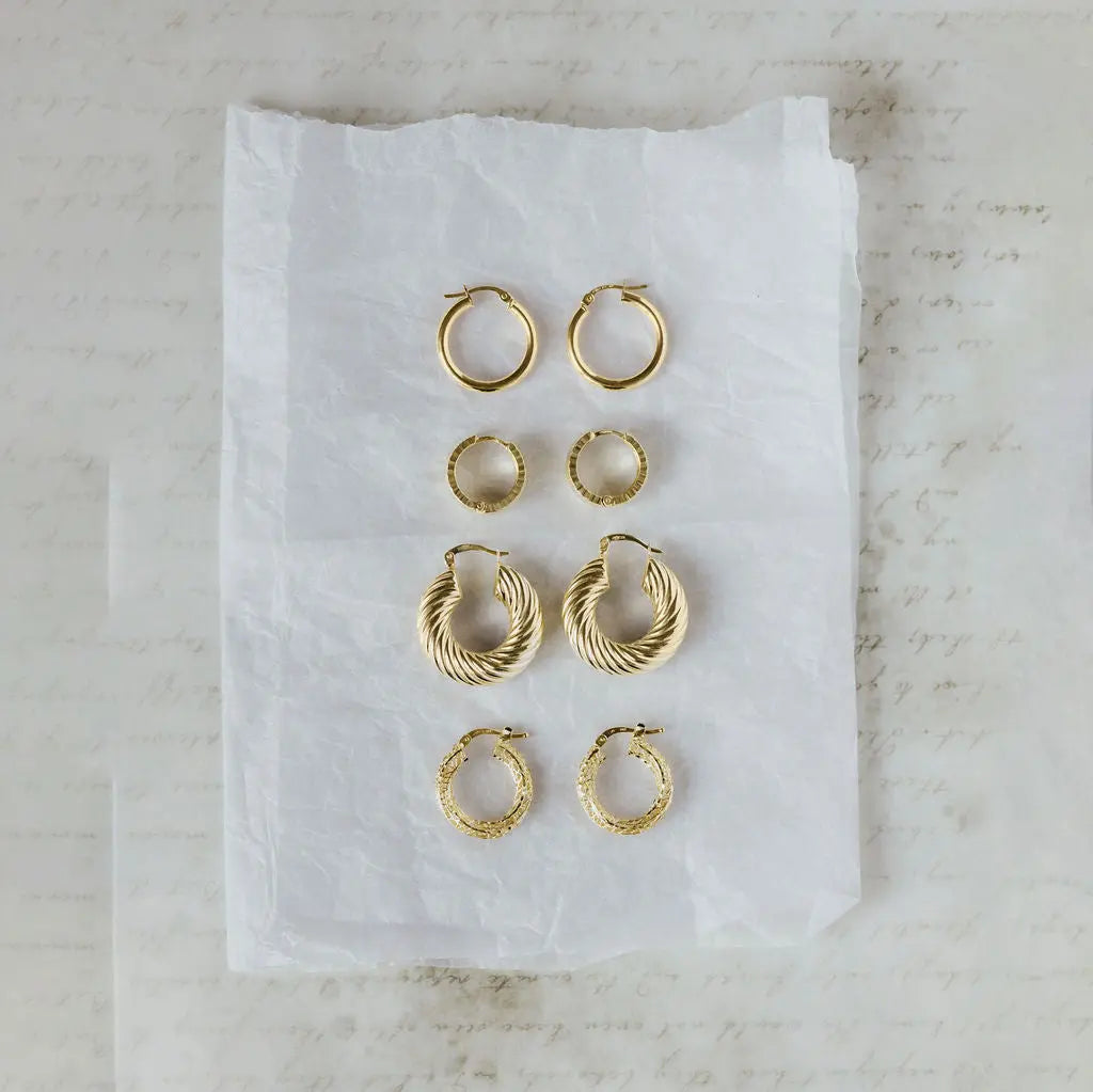 9ct yellow gold 20mm tube hoop earrings side view