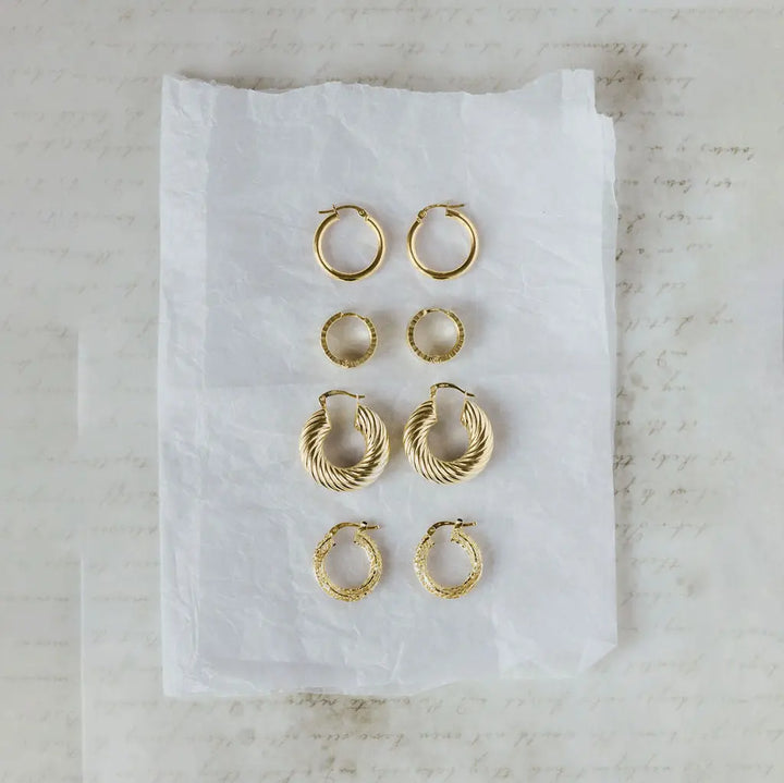 9ct yellow gold 20mm tube hoop earrings side view