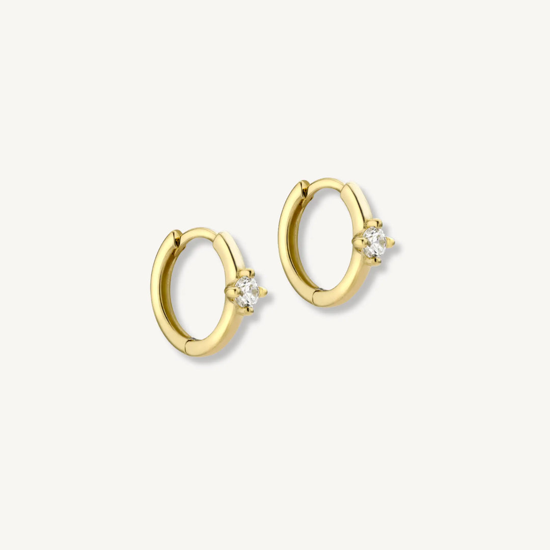 Solitaire Huggie Hoops - 9ct Yellow Gold THERESHEIS.jewels*