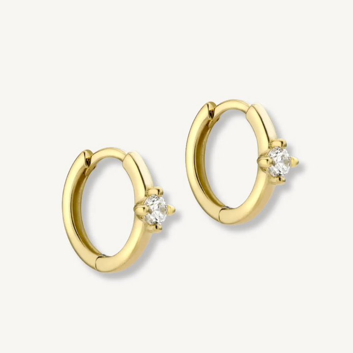 Solitaire Huggie Hoops - 9ct Yellow Gold THERESHEIS.jewels*