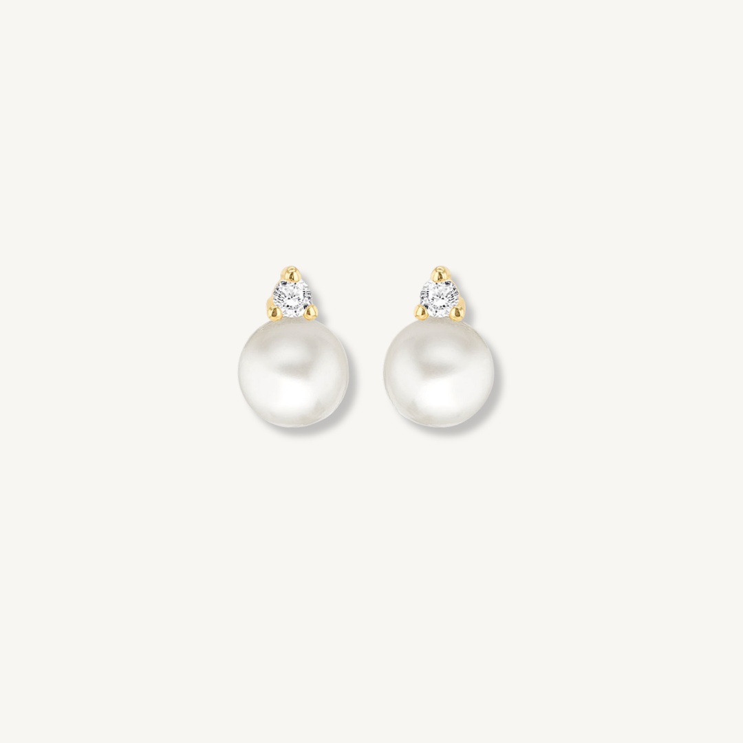 Luna Pearl Stud Earrings – 9ct Yellow Gold