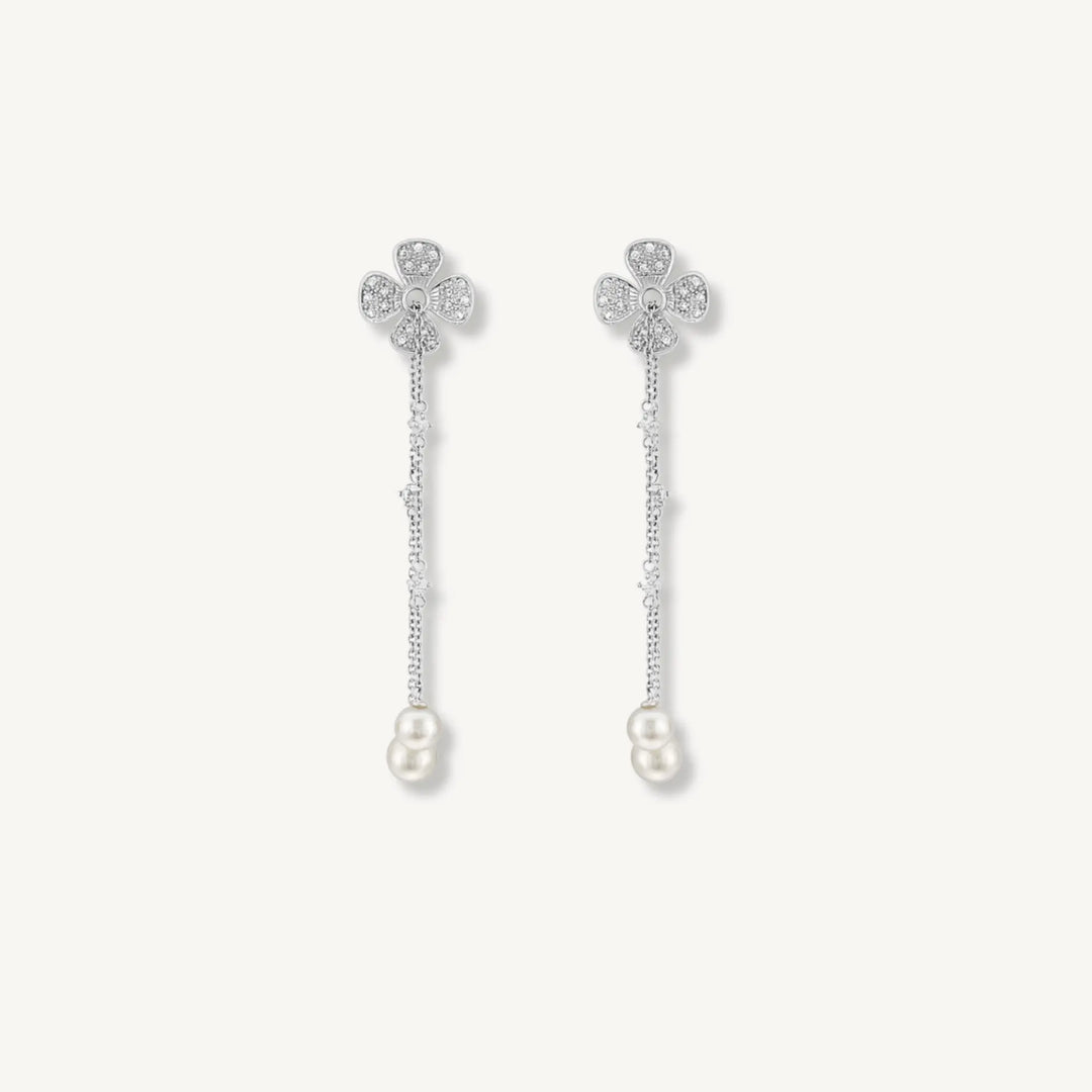 Camellia Diamond and Pearl Drop Earrings – 18ct White Gold THERESHEIS.jewels*
