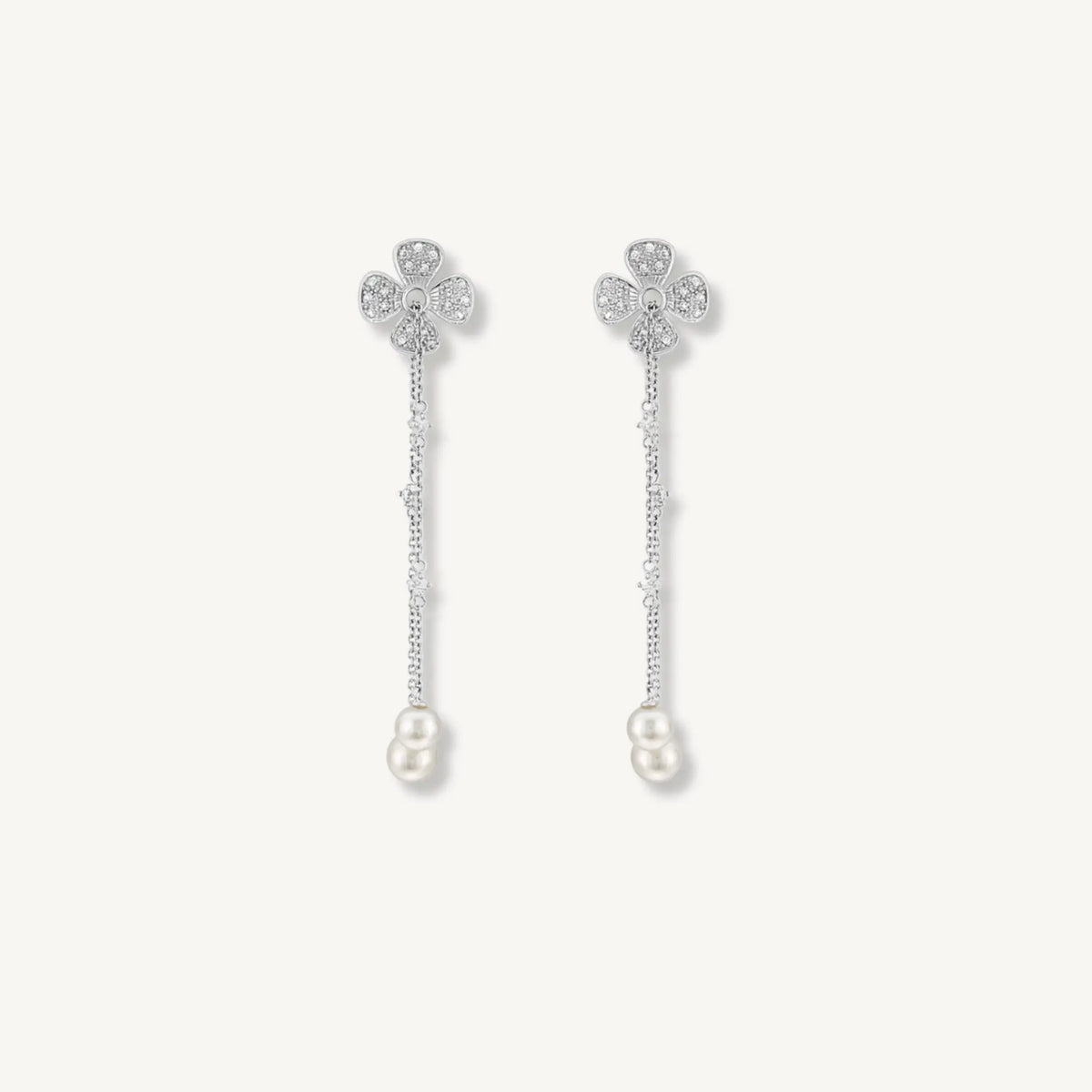 Camellia Diamond and Pearl Drop Earrings – 18ct White Gold THERESHEIS.jewels*