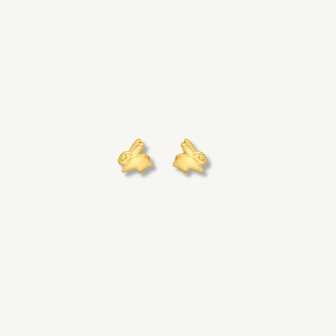 Mini Rabbit Stud Earrings – 9ct Yellow Gold