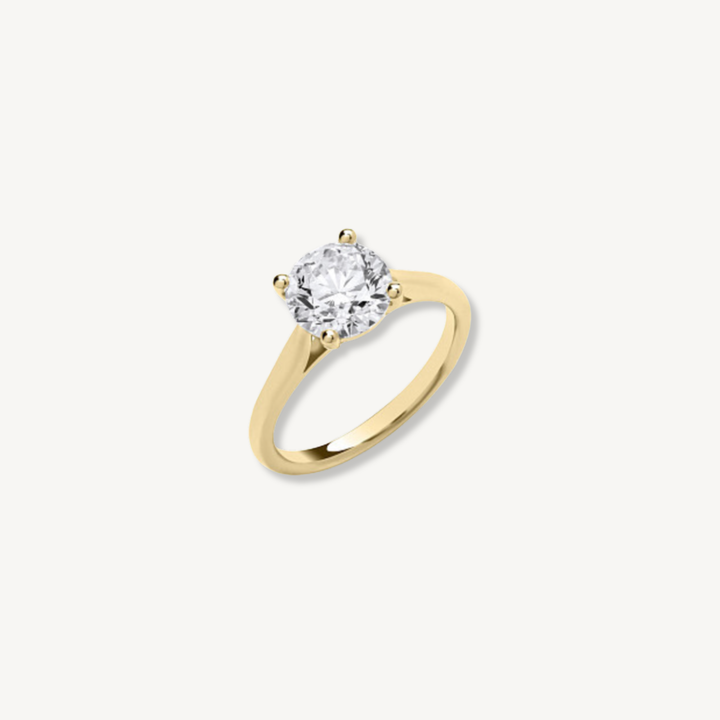2ct round brilliant lab grown diamond engagement ring in 9ct yellow gold, IGI certified
