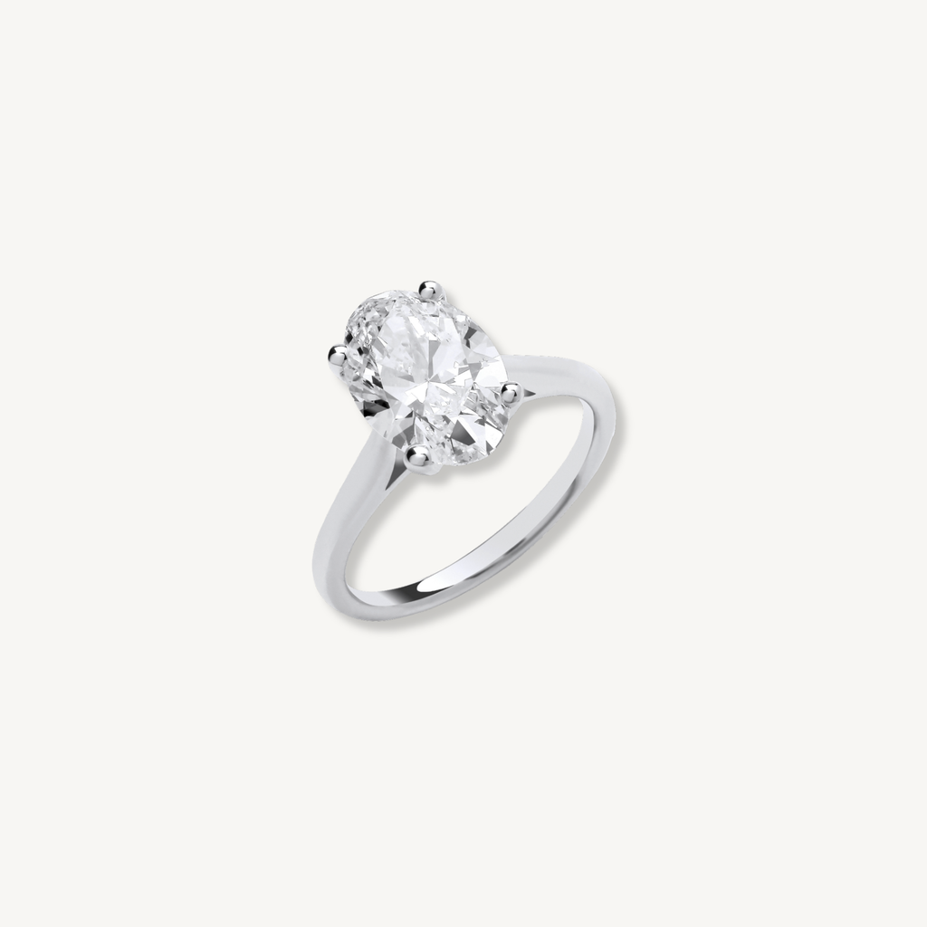 3ct oval cut lab grown diamond engagement ring in 18ct white gold