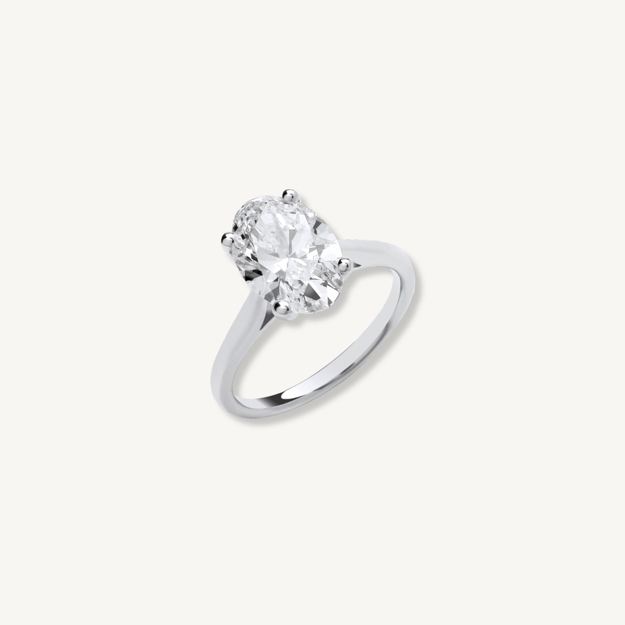 Oval Cut Lab Grown Diamond Engagement Ring | 3.00ct D/E VS | 18ct White Gold | IGI Certified