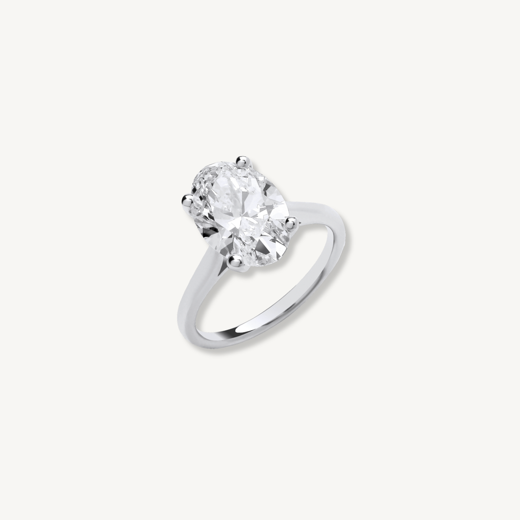 Oval Cut Lab Grown Diamond Engagement Ring | 4.00ct D/E VS | 18ct White Gold | IGI Certified