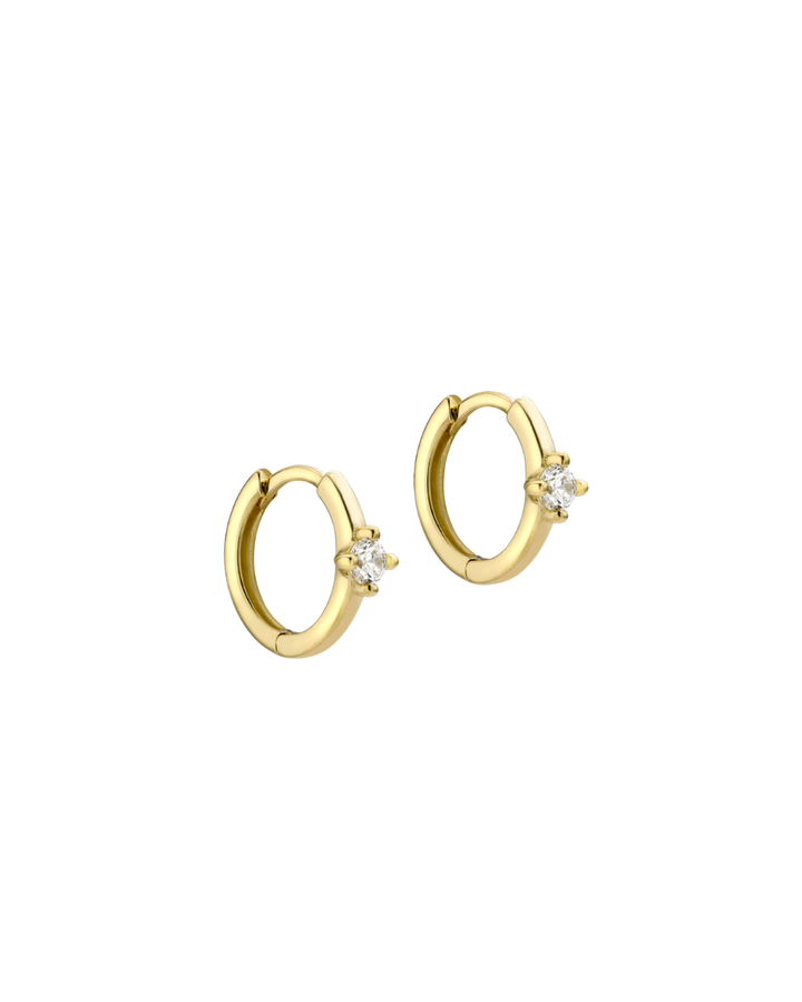 9ct Gold Solitaire Huggie Hoops