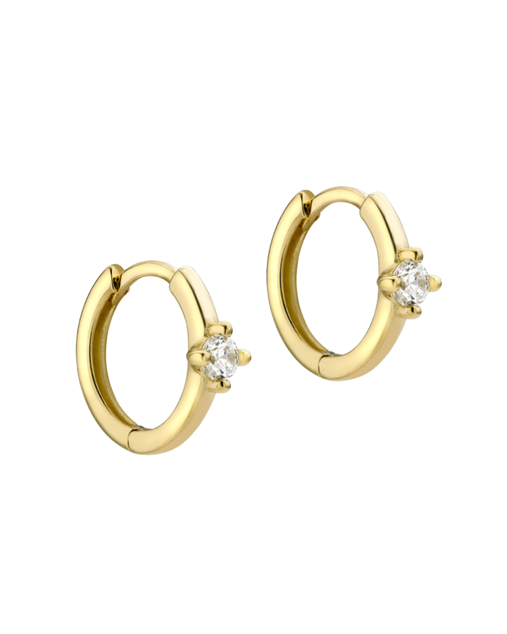9ct Gold Solitaire Huggie Hoops