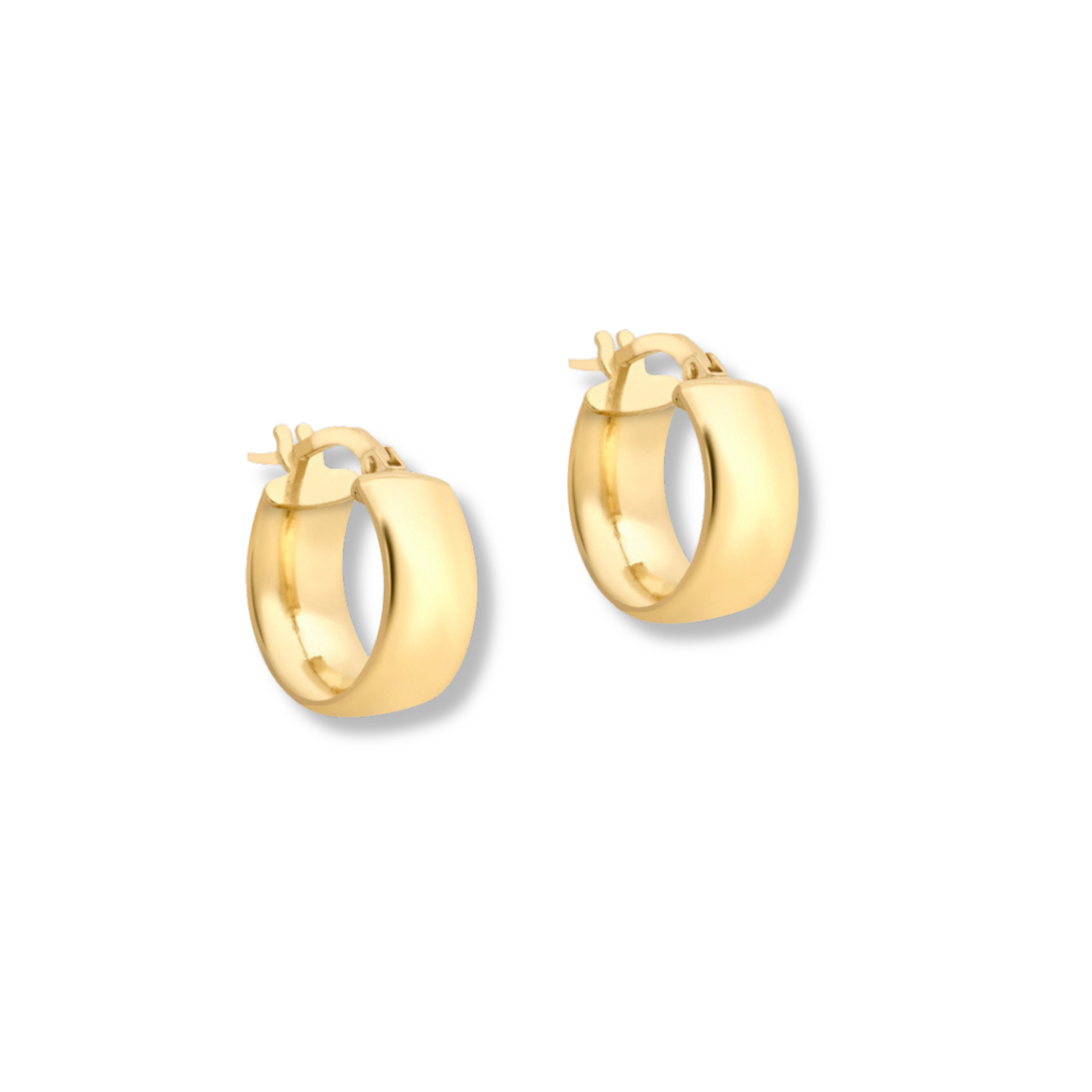 Gold hoop earrings on a white background