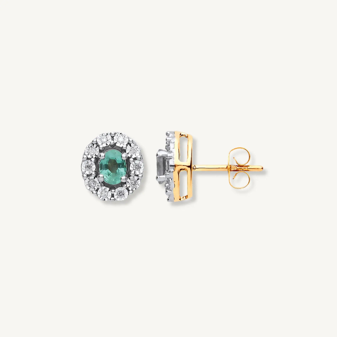 Pair of earrings with gemstones on a white background