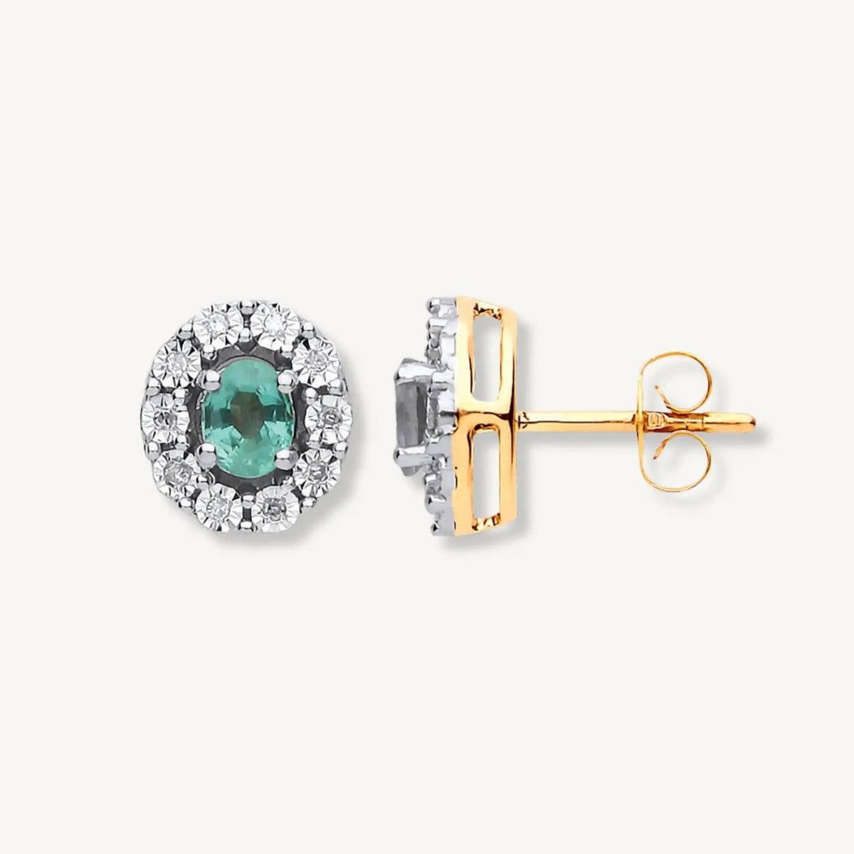 Pair of earrings with gemstones on a white background