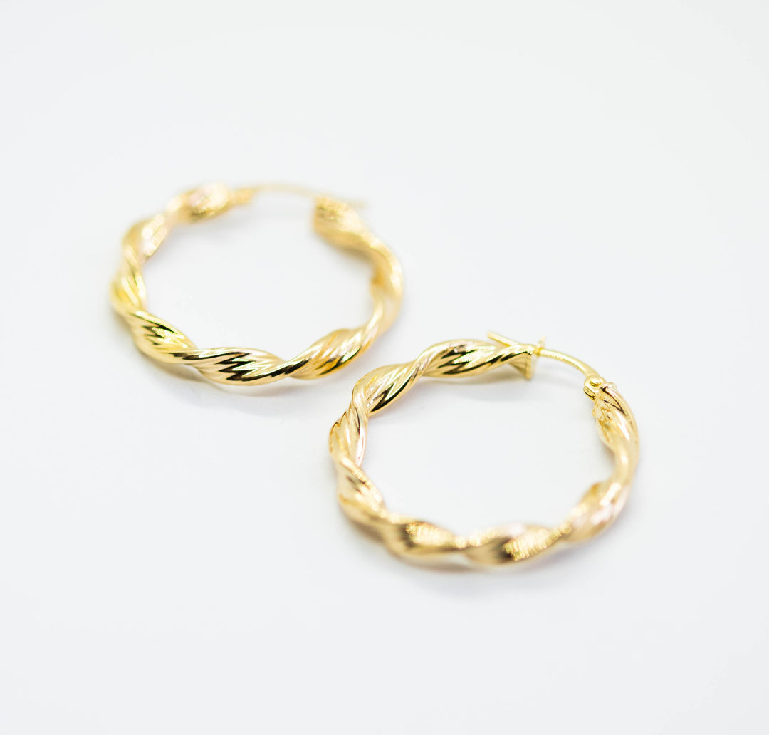 9ct twisted hoop earrings 26mm