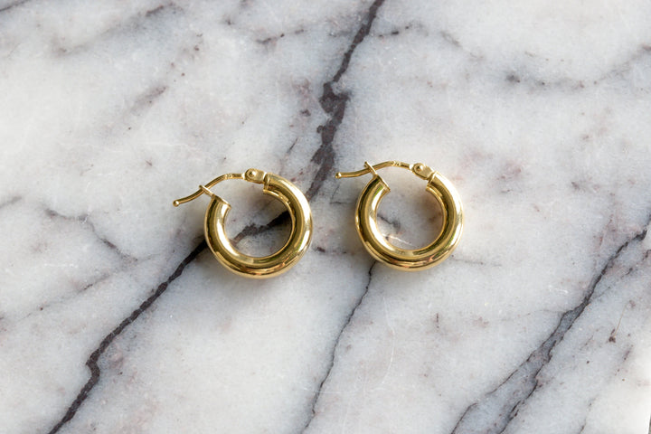 Small 9ct Solid Gold Hoop Earrings | Polished 15mm