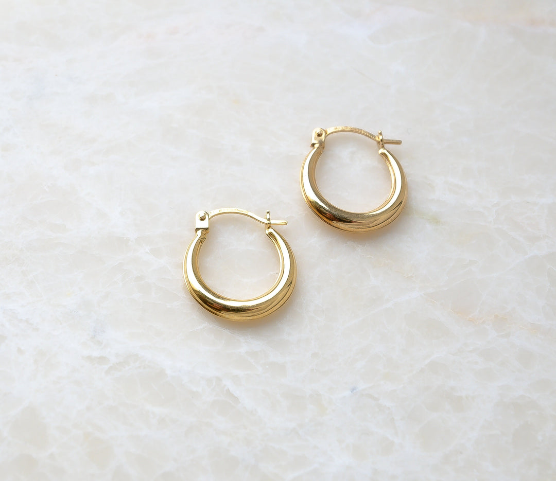 Small Solid 9ct Gold Hoop Earrings | Polished 15mm Hoops