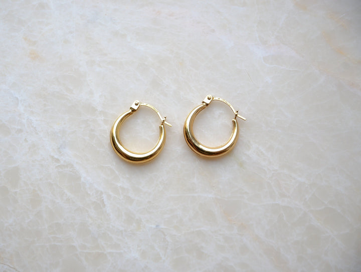 Small Solid 9ct Gold Hoop Earrings | Polished 15mm Hoops