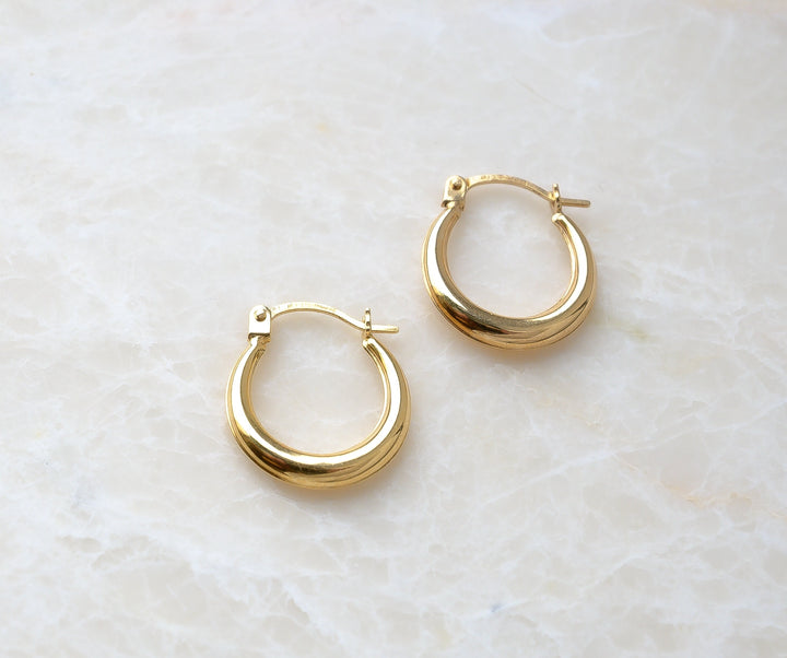 Small Solid 9ct Gold Hoop Earrings | Polished 15mm Hoops