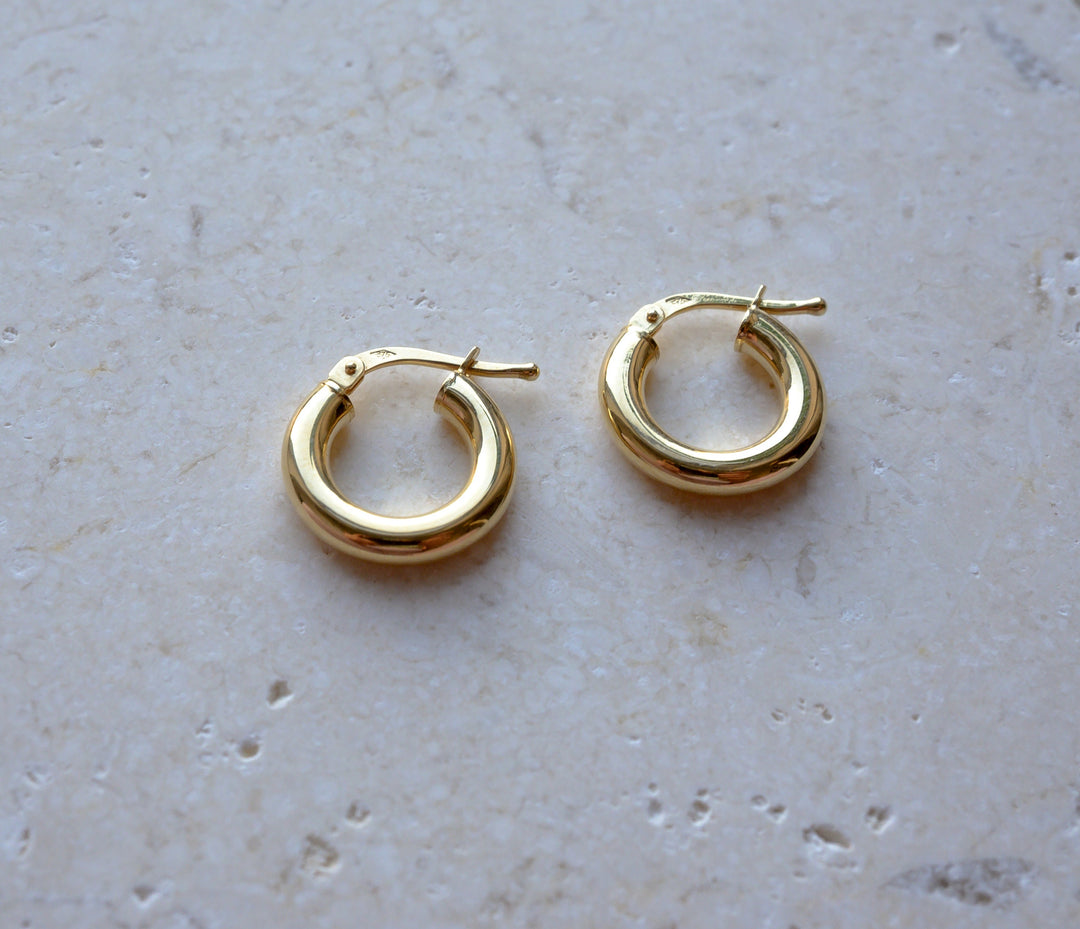 Small 9ct Solid Gold Hoop Earrings | Polished 15mm