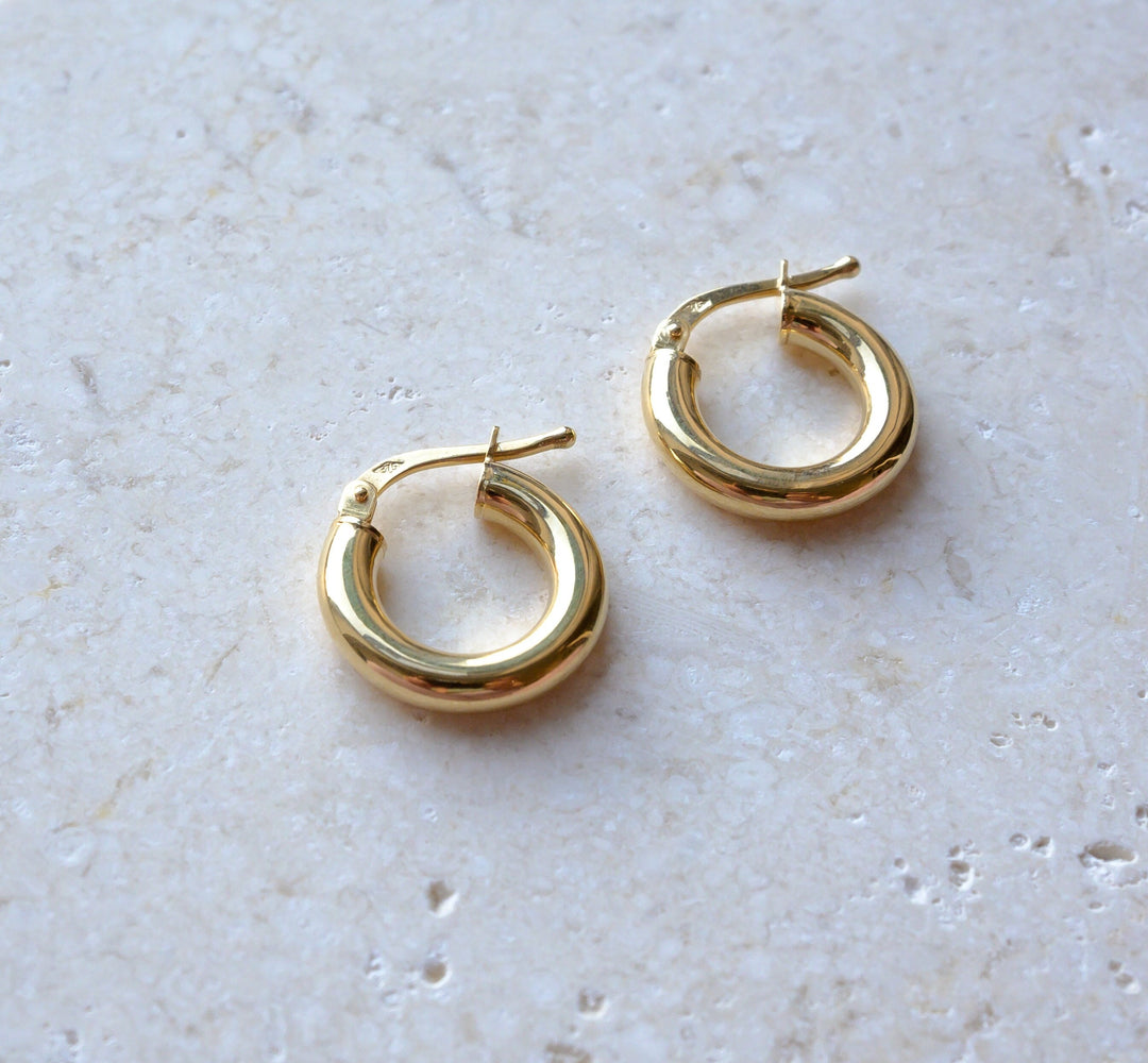 Small 9ct Solid Gold Hoop Earrings | Polished 15mm