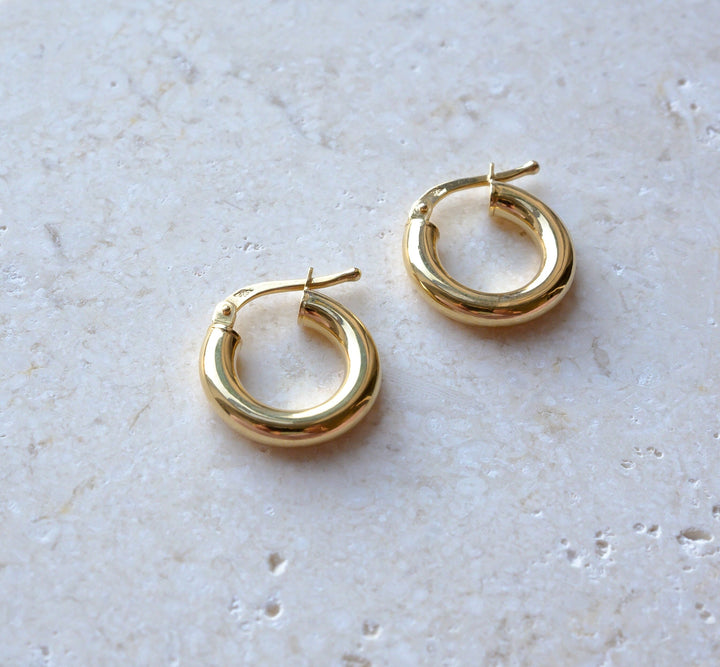 Small 9ct Solid Gold Hoop Earrings | Polished 15mm
