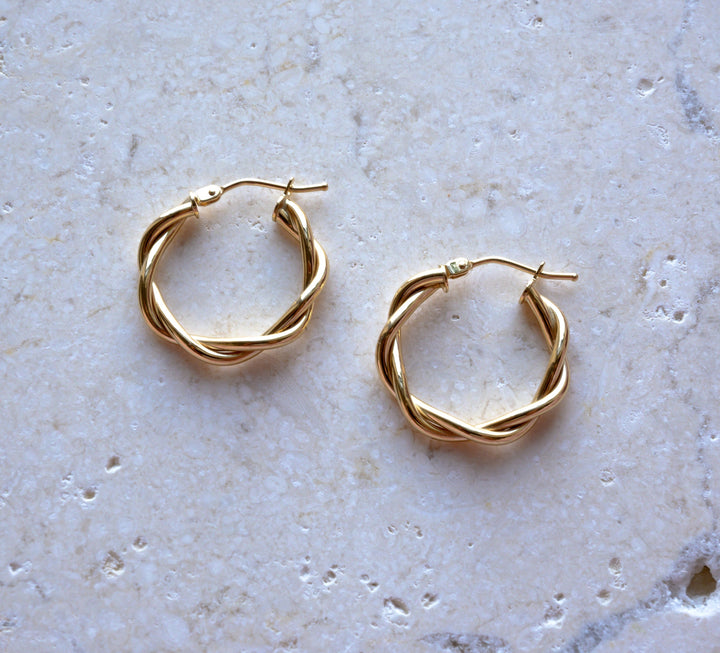 9ct twisted hoop earrings | solid gold hoops 20mm