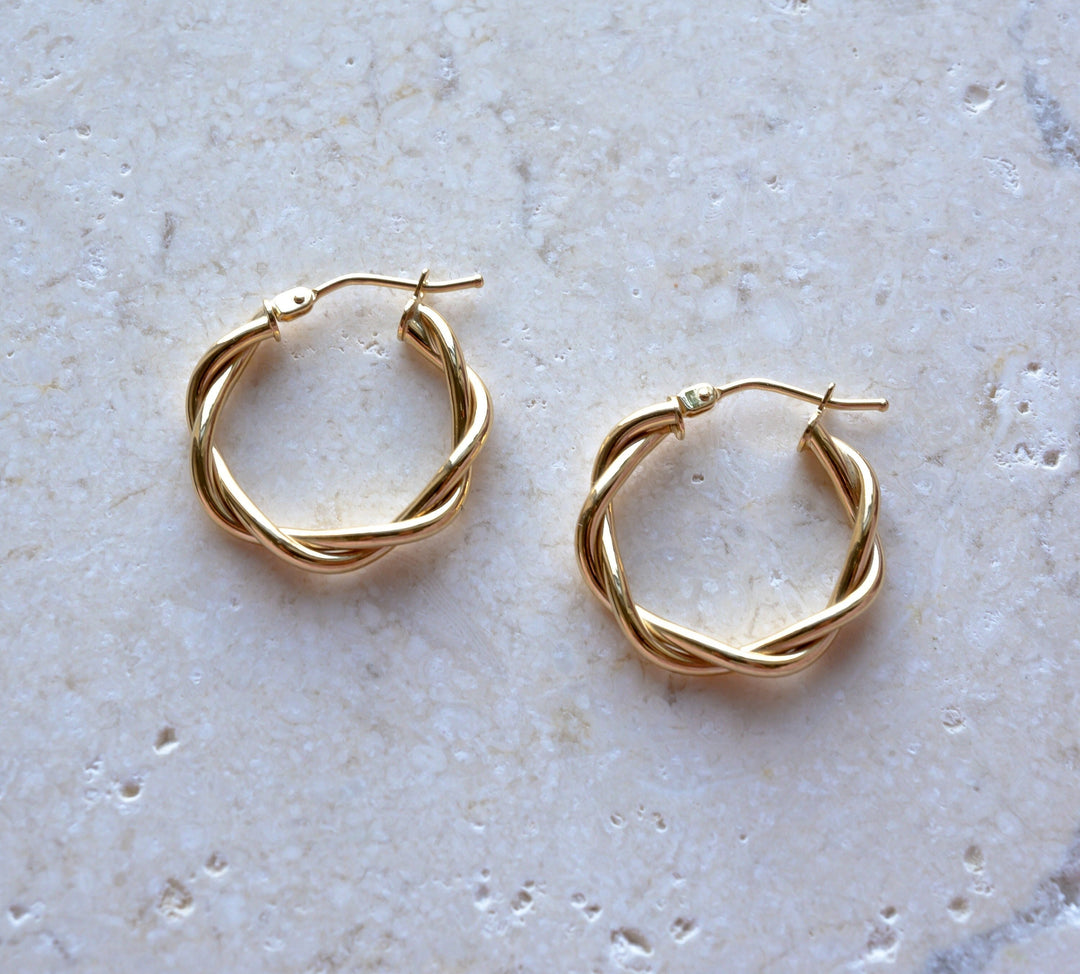 9ct twisted hoop earrings | solid gold hoops 20mm