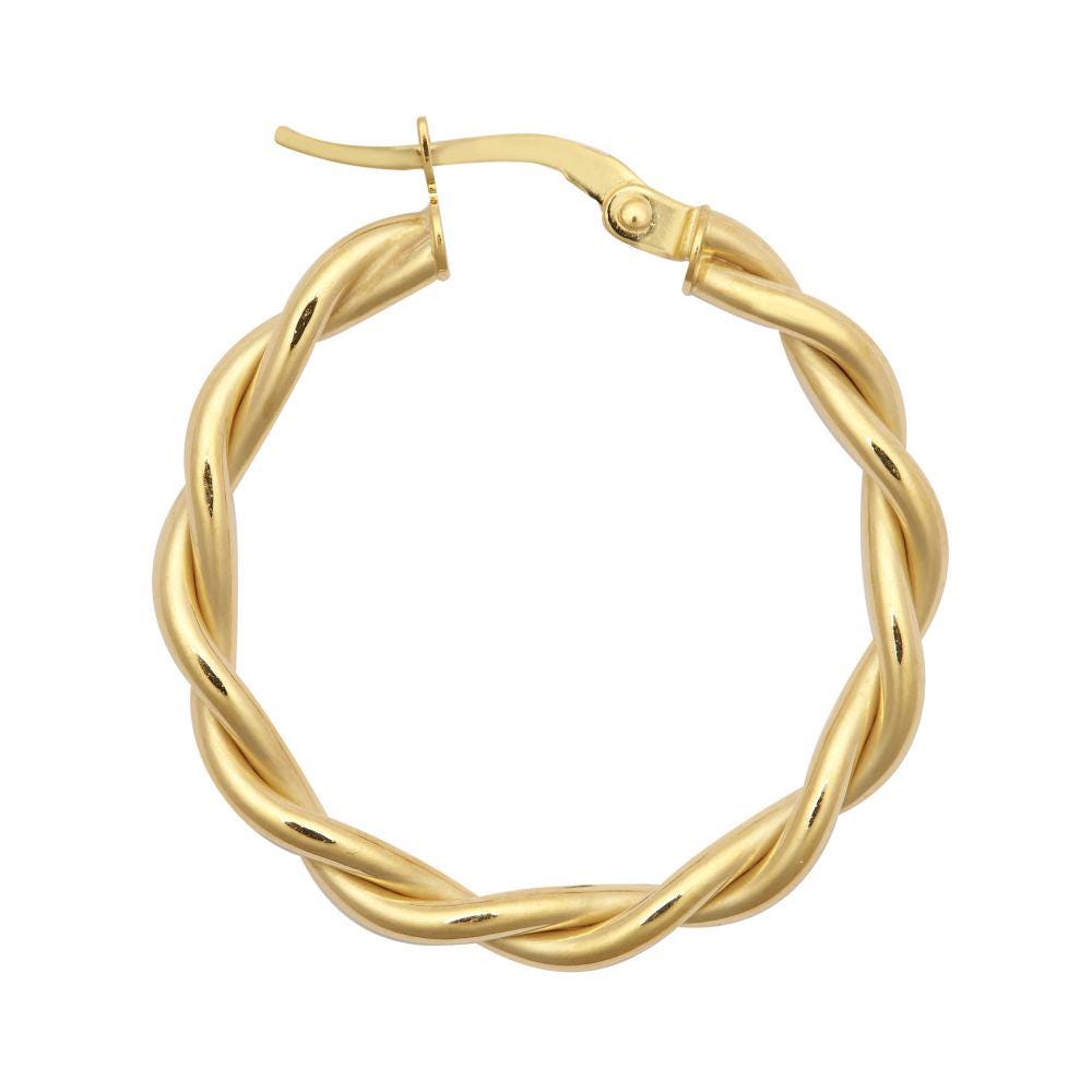 9ct Gold Twisted Hoop Earrings 25mm – Lightweight Elegant Everyday Jewelry Gift for Her