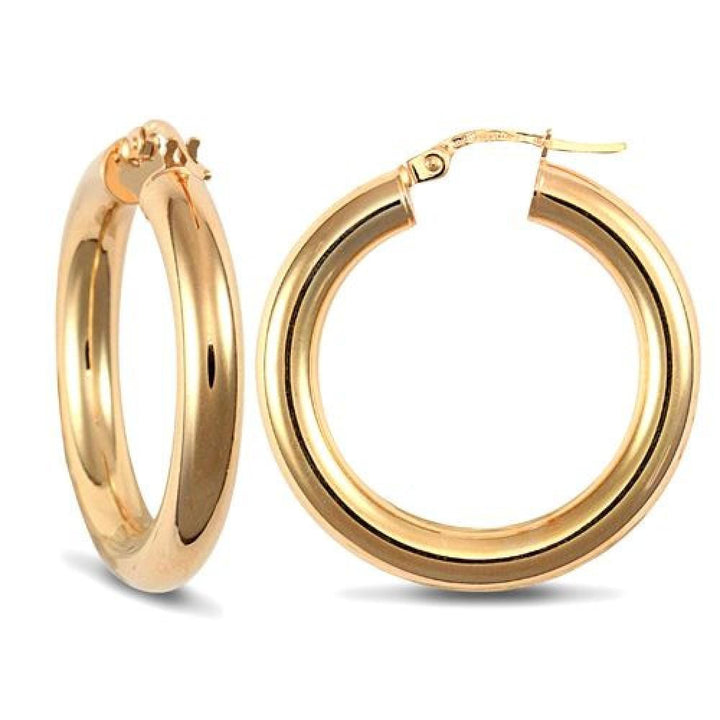 Hoop Earrings 27mm Gold Solid Polished Hoops Minimalist Everyday Jewelry Bridesmaid Gift