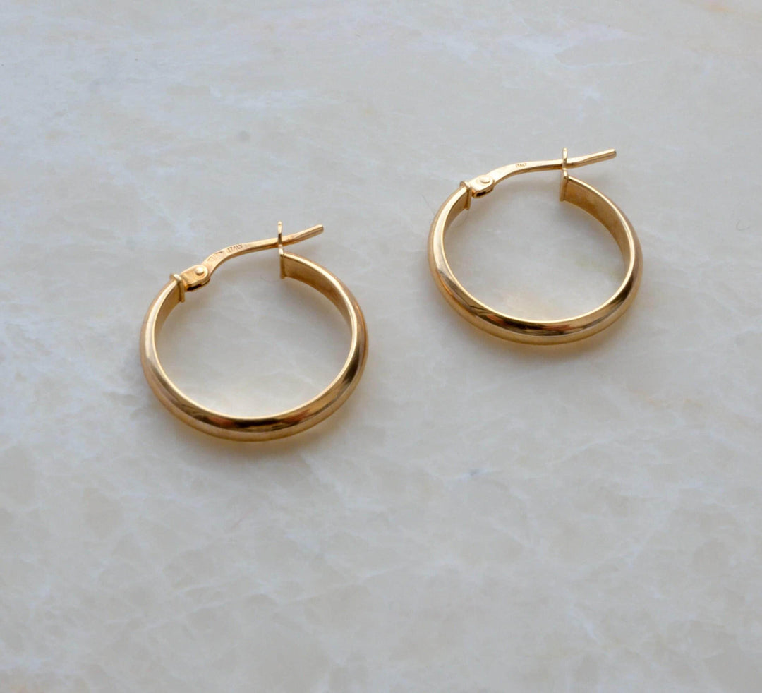 Solid Gold Hoops 20mm Polished Minimalist Hoop Earrings Everyday Jewellery Bridesmaid Gift