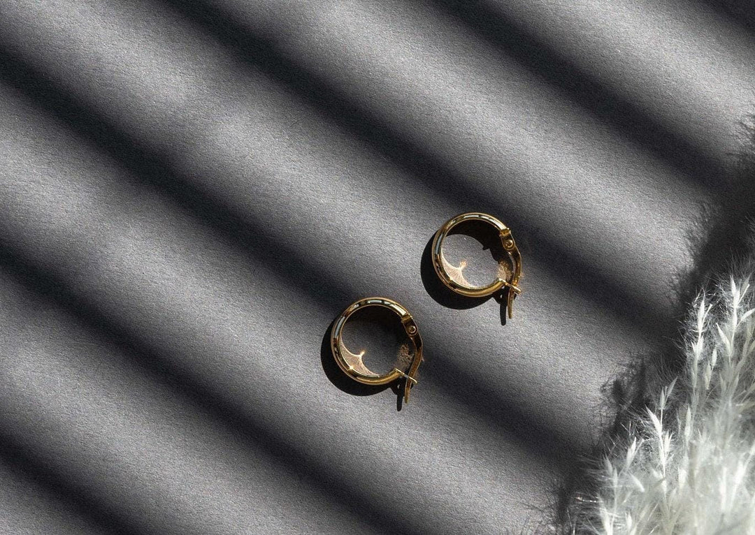 14mm Gold Hoop Earrings Solid Polished Minimalist Everyday Jewelry Bridesmaid Gift Simple Classic Hoops