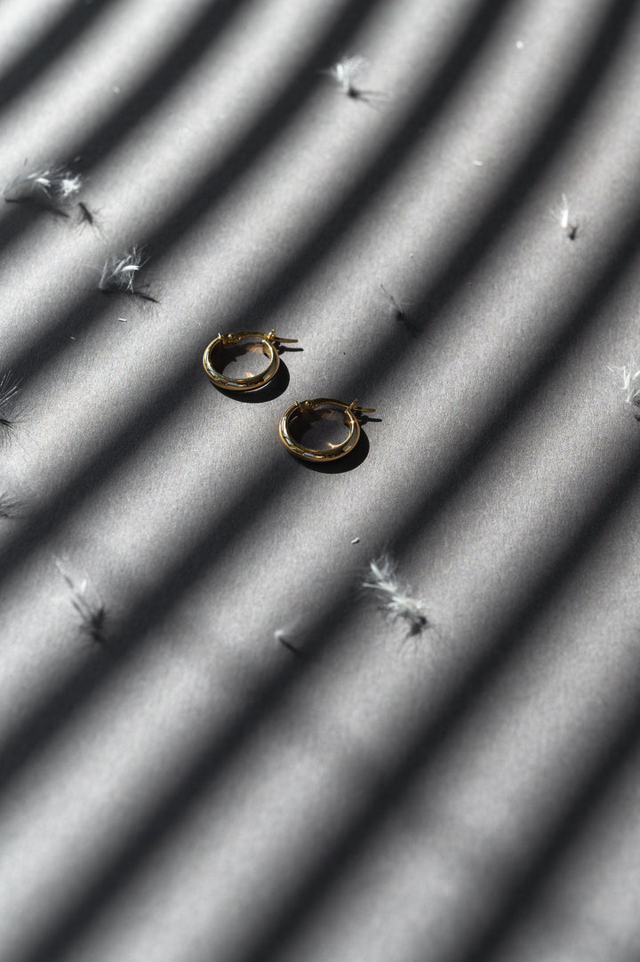 14mm Gold Hoop Earrings Solid Polished Minimalist Everyday Jewelry Bridesmaid Gift Simple Classic Hoops