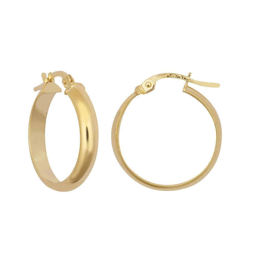 Solid Gold Hoops 20mm Polished Minimalist Hoop Earrings Everyday Jewellery Bridesmaid Gift