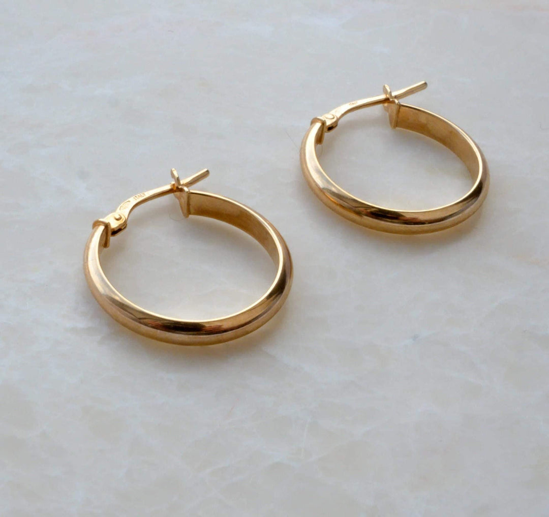 Solid Gold Hoops 20mm Polished Minimalist Hoop Earrings Everyday Jewellery Bridesmaid Gift