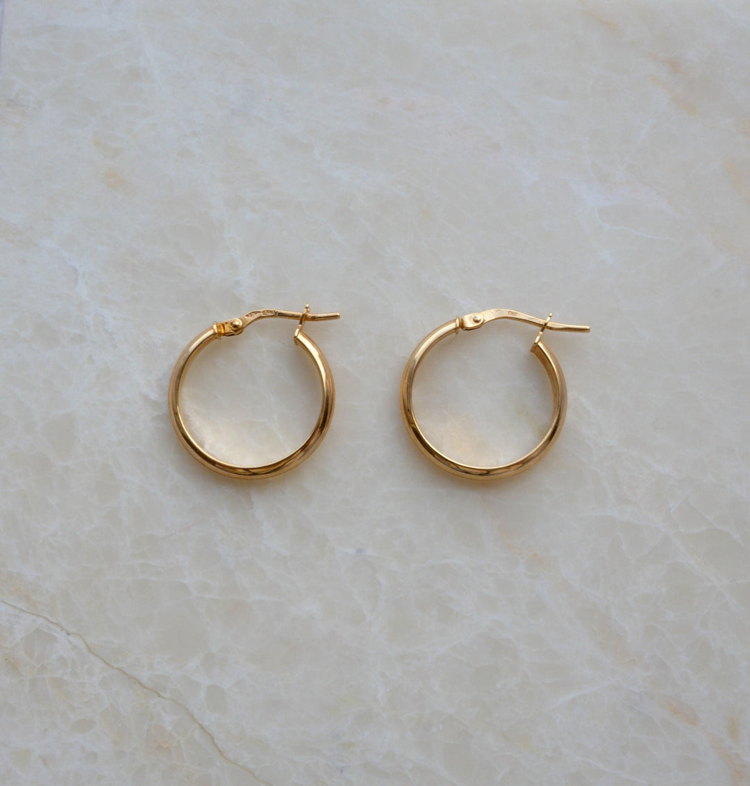 Solid Gold Hoops 20mm Polished Minimalist Hoop Earrings Everyday Jewellery Bridesmaid Gift