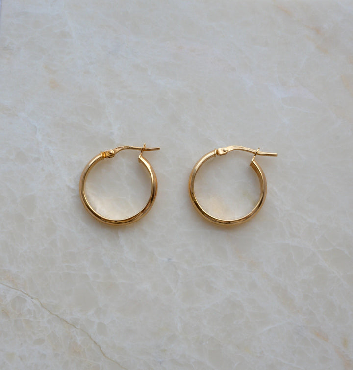Solid Gold Hoops 20mm Polished Minimalist Hoop Earrings Everyday Jewellery Bridesmaid Gift