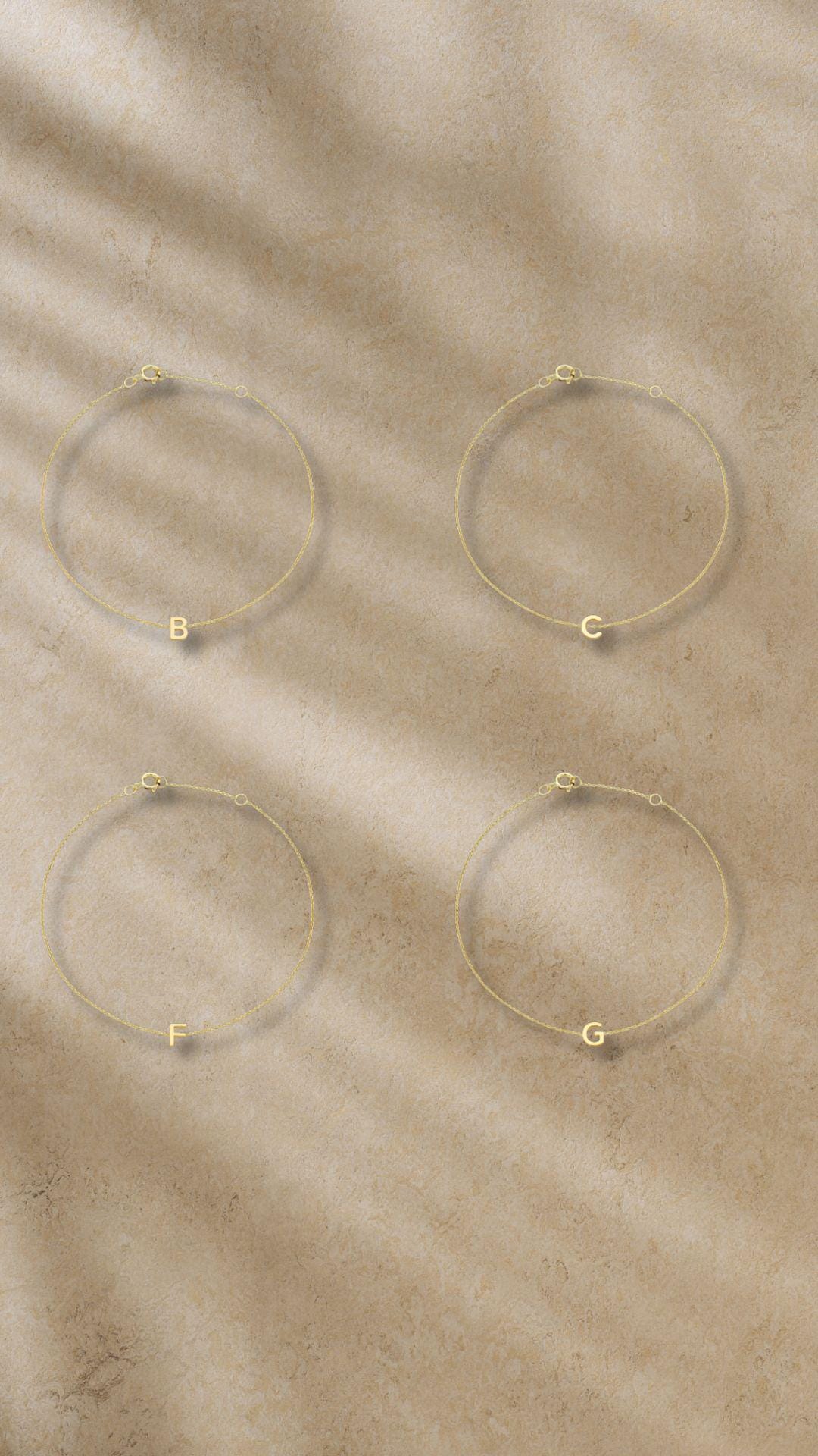 9ct Gold Initial Bracelet Delicate Yellow Gold Letter Bracelet