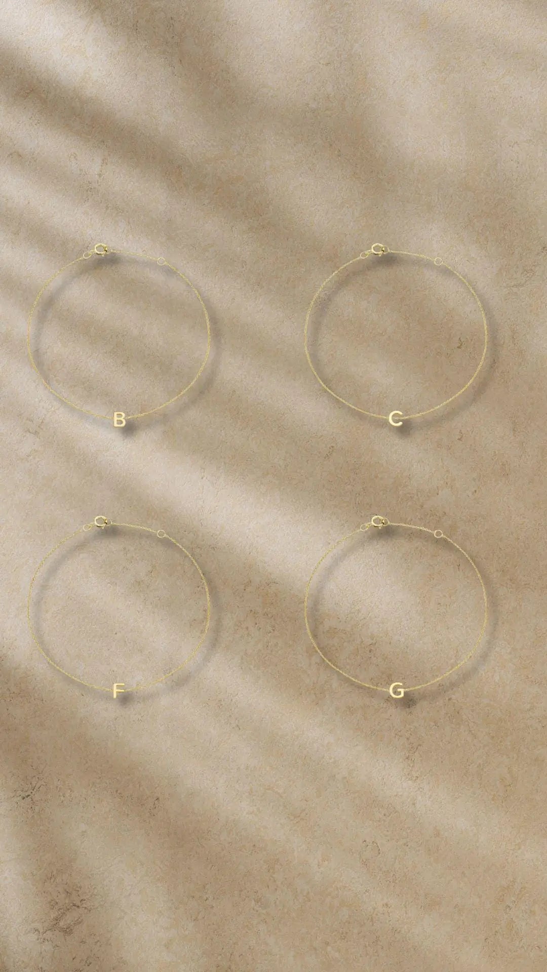 9ct Gold Initial Bracelet Delicate Yellow Gold Letter Bracelet