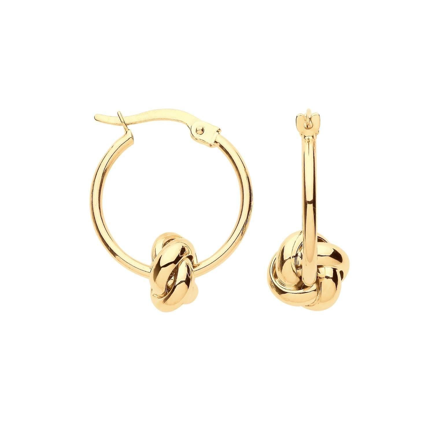 9ct Yellow Gold Knot Hoop Earrings 18mm